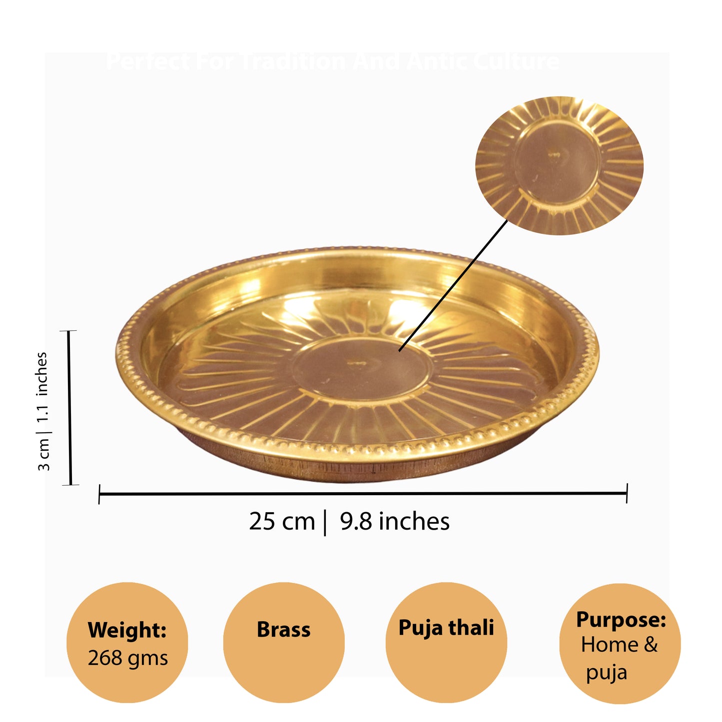 Brass Kumcha Thali (Pital Traditional Design Plate)