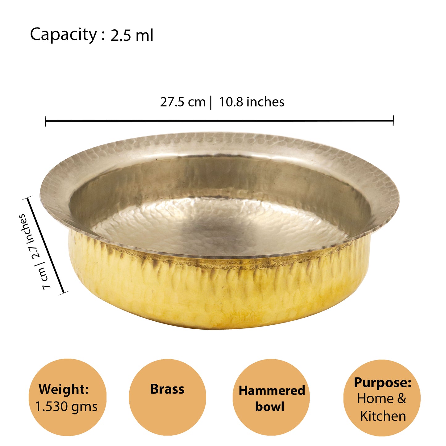 Brass Hammered Briyani Handi