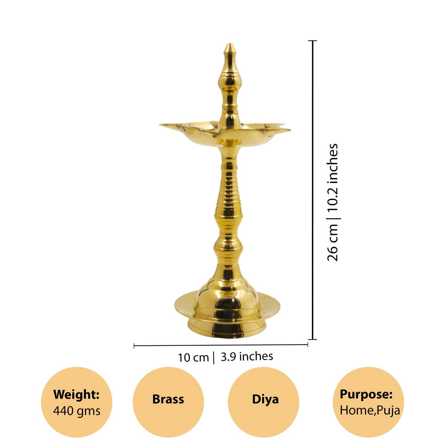 Brass Kerala Fancy Diya Size-9 (Pital Kerala Sundar Deepak)