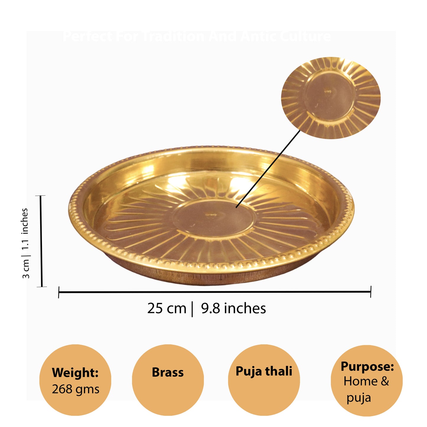 Brass Kumcha Thali (Pital Traditional Design Plate)