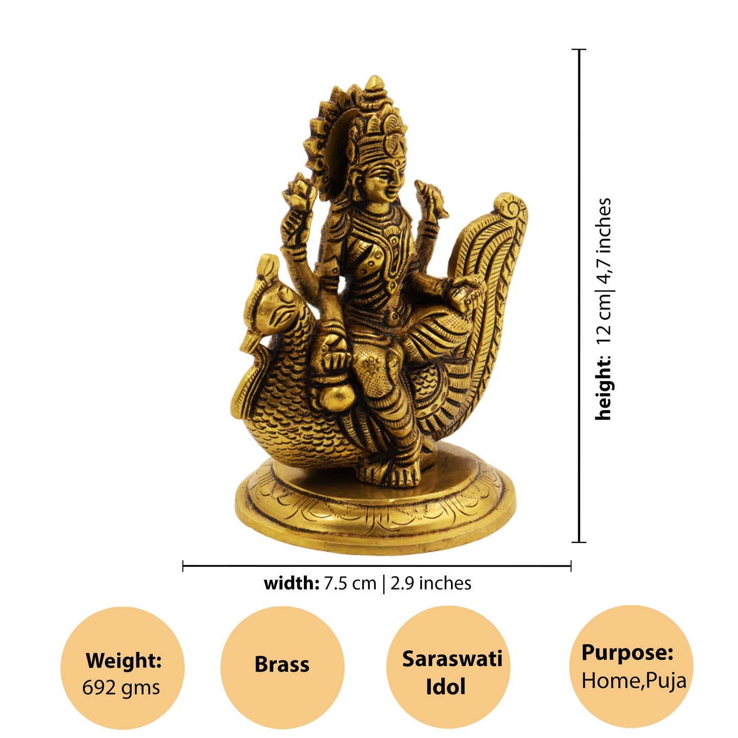 Brass Gayathri Devi Idol (Pital Gayatri Mata Murti)