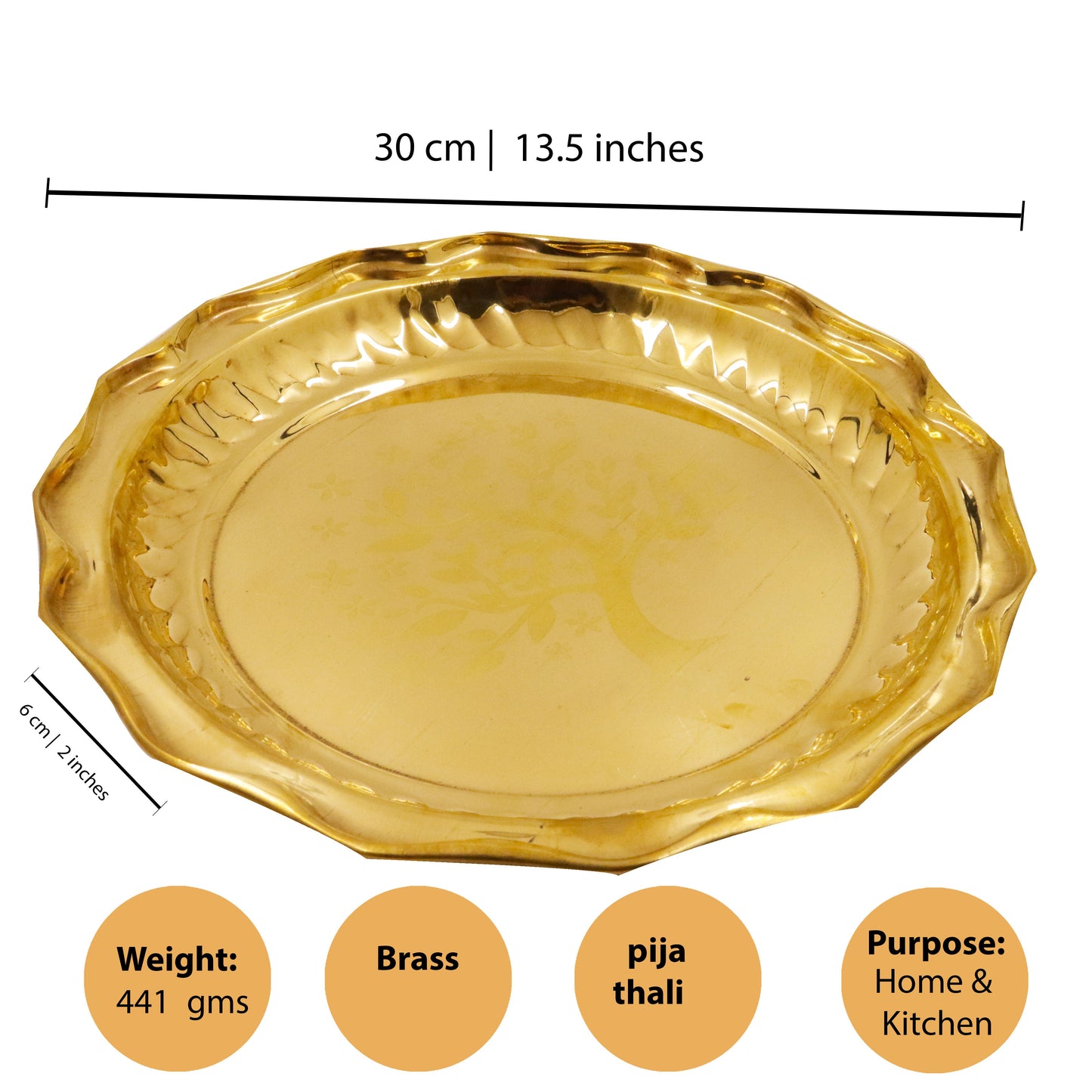 Brass Round Tray-Tree (Pital Vriksh Design Plate)