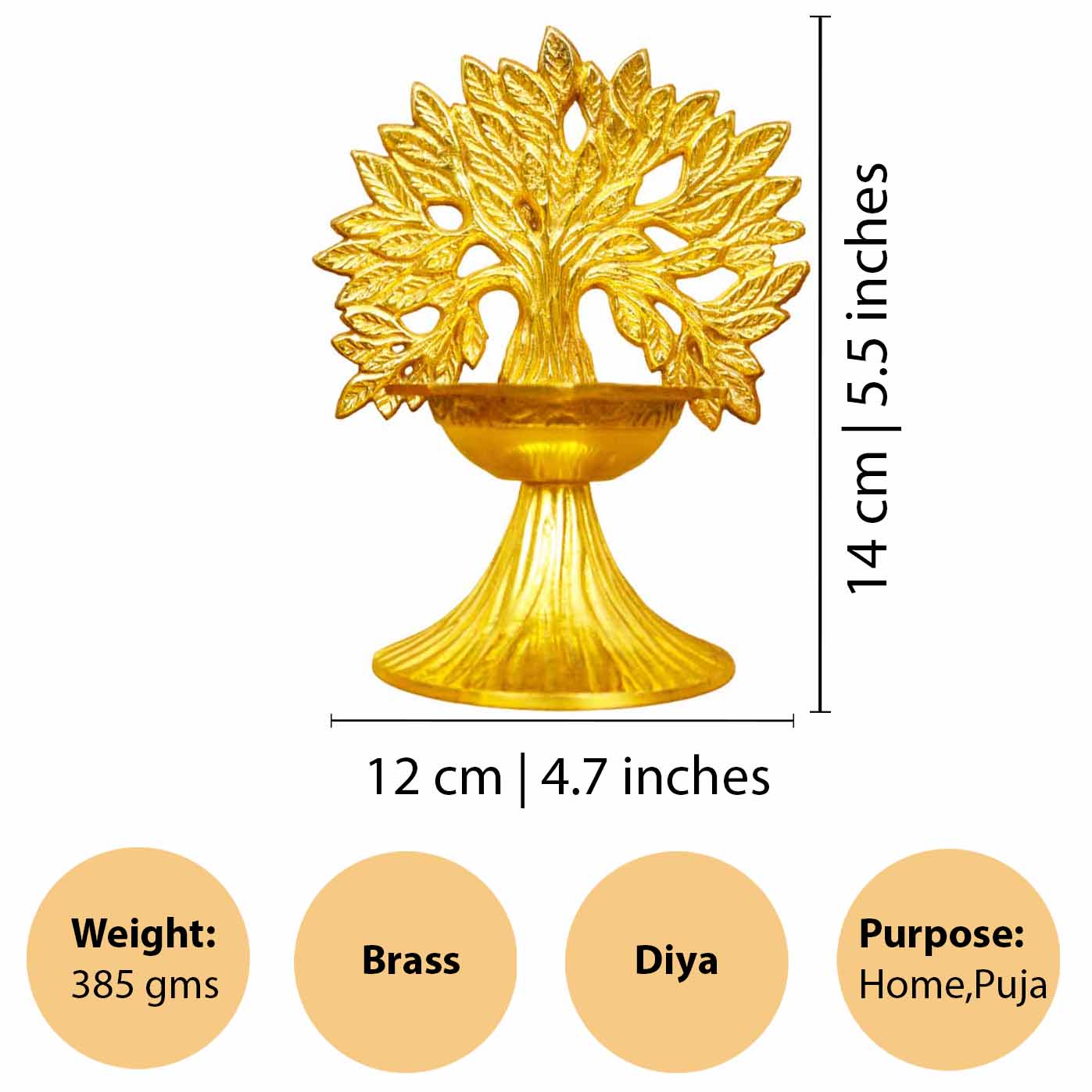 Brass Kalp Tree Diya (Karpagavircha Diya) (Pital Kalpa Vriksh Deepak)