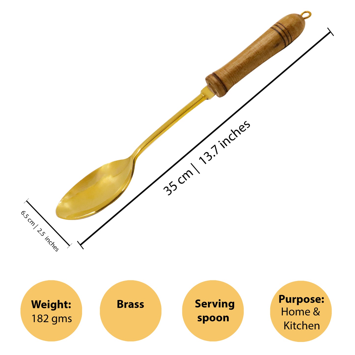 Brass Cooking Ladle With Wooden Handle