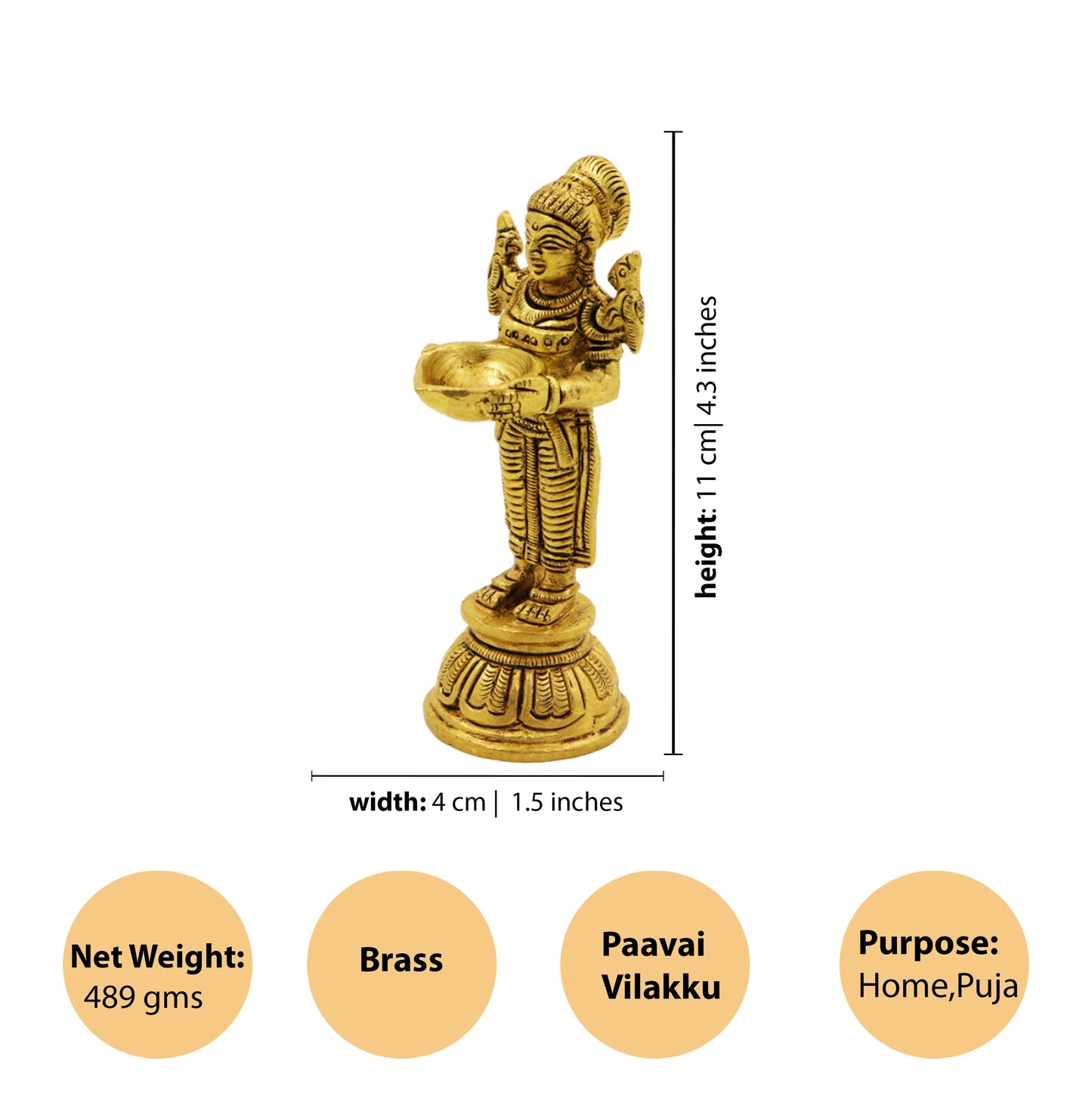 Brass Paavai Vilakku Set of 2 (Pital Doll Deepak Joda)
