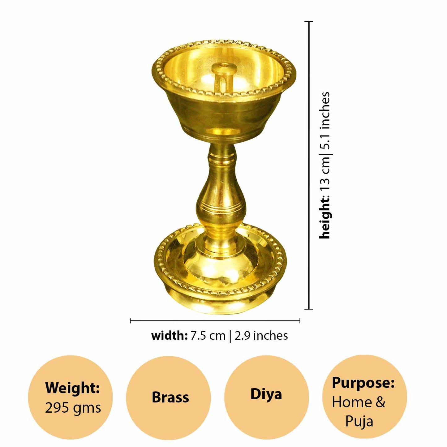 Brass Udupi Nandha Stand-Size 3 (Pital Udupi Nanda Stand)