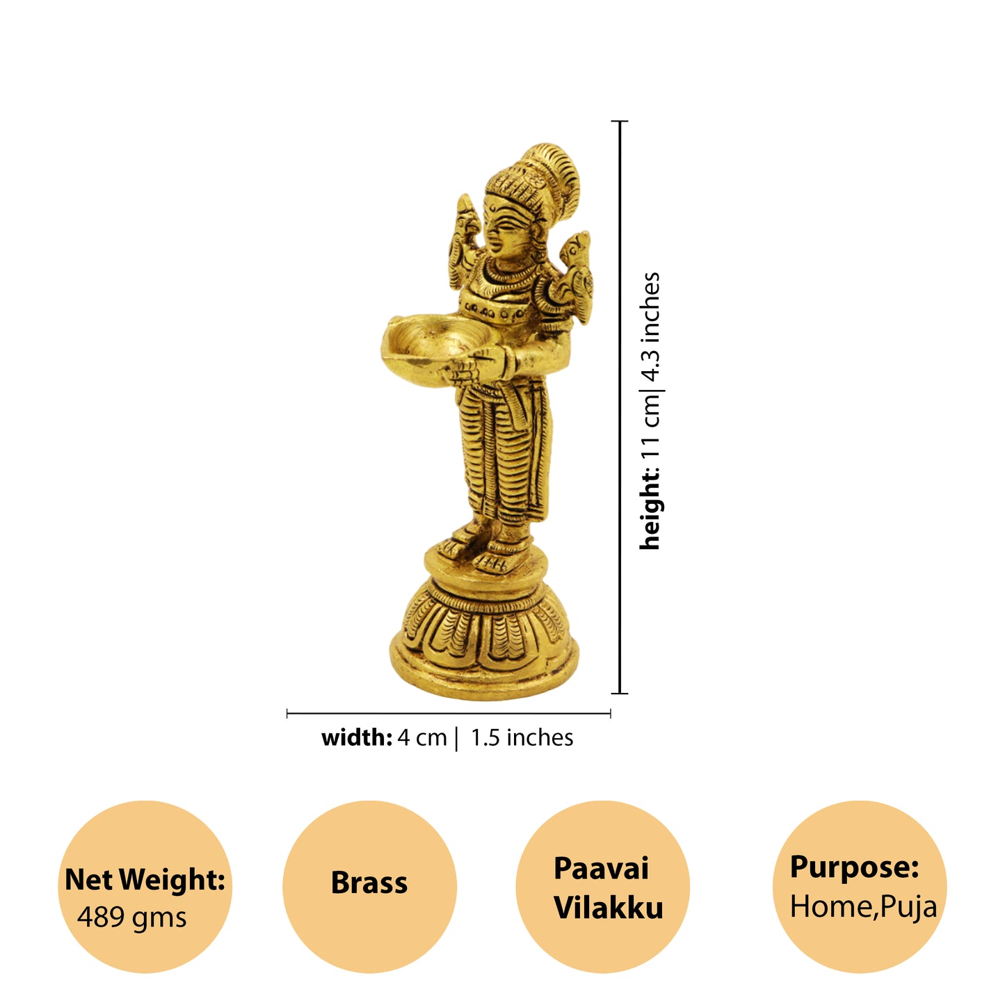 Brass Paavai Vilakku Set of 2 (Pital Doll Deepak Joda)