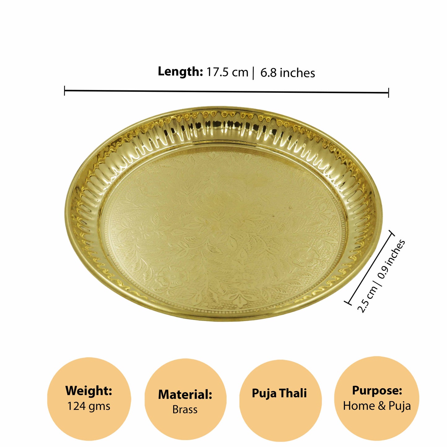 Brass Halwa Plate Size-8 (Pital Mithai Thali Chota)