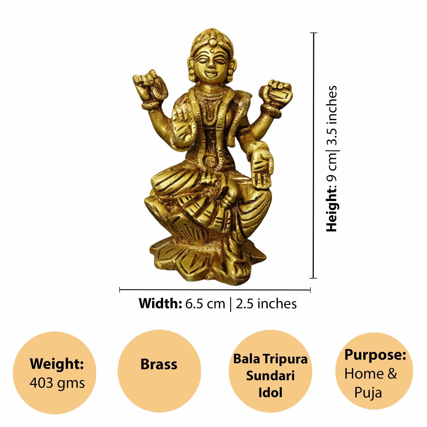 Brass Bala Tripura Sundari Idol (Pital Devi Murti)