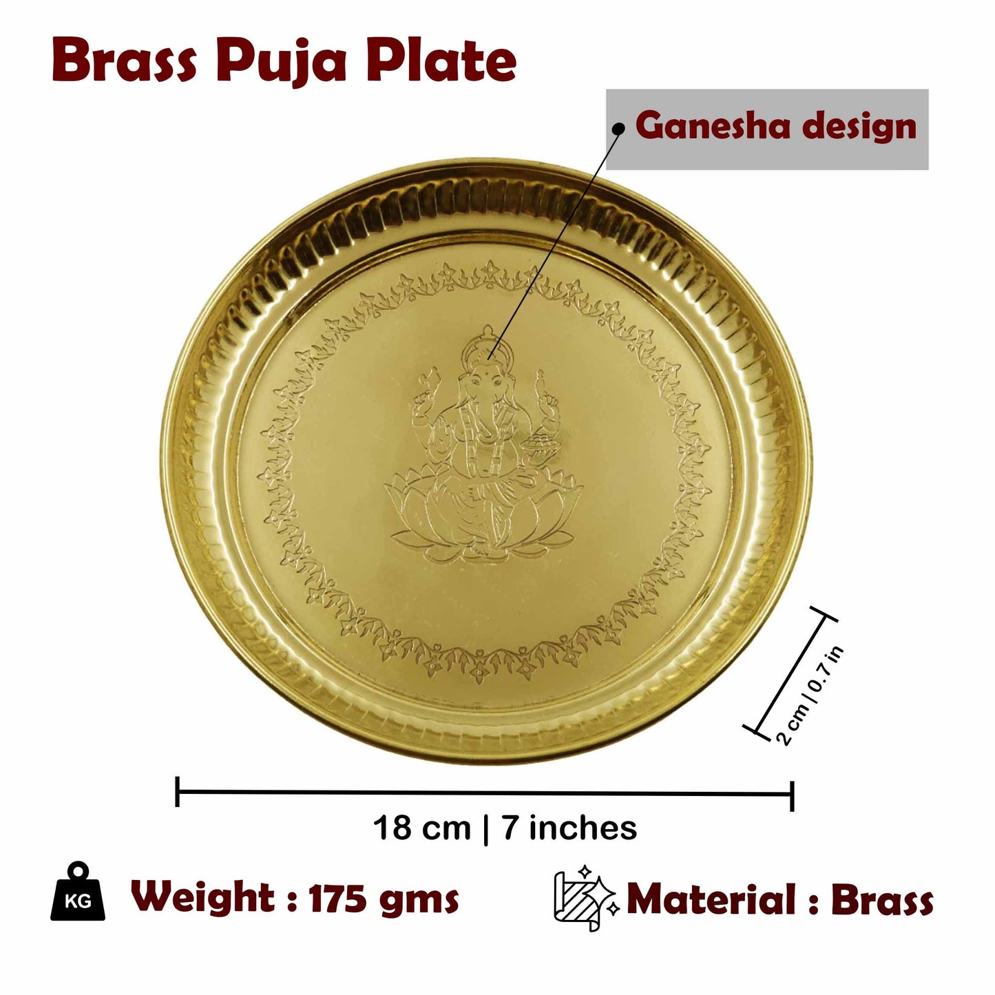 Brass Ganesha Itching Thali (Pital Vinayak Nakashi Thali)
