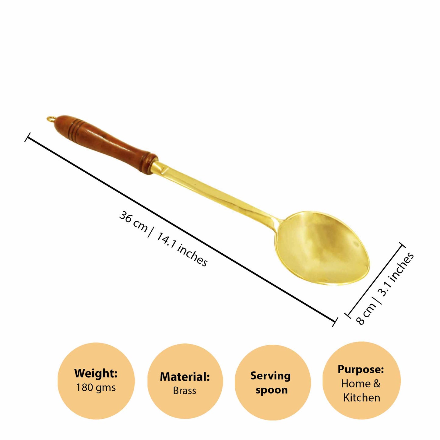 Brass Cutlary Wooden Handle-Rice Karandi