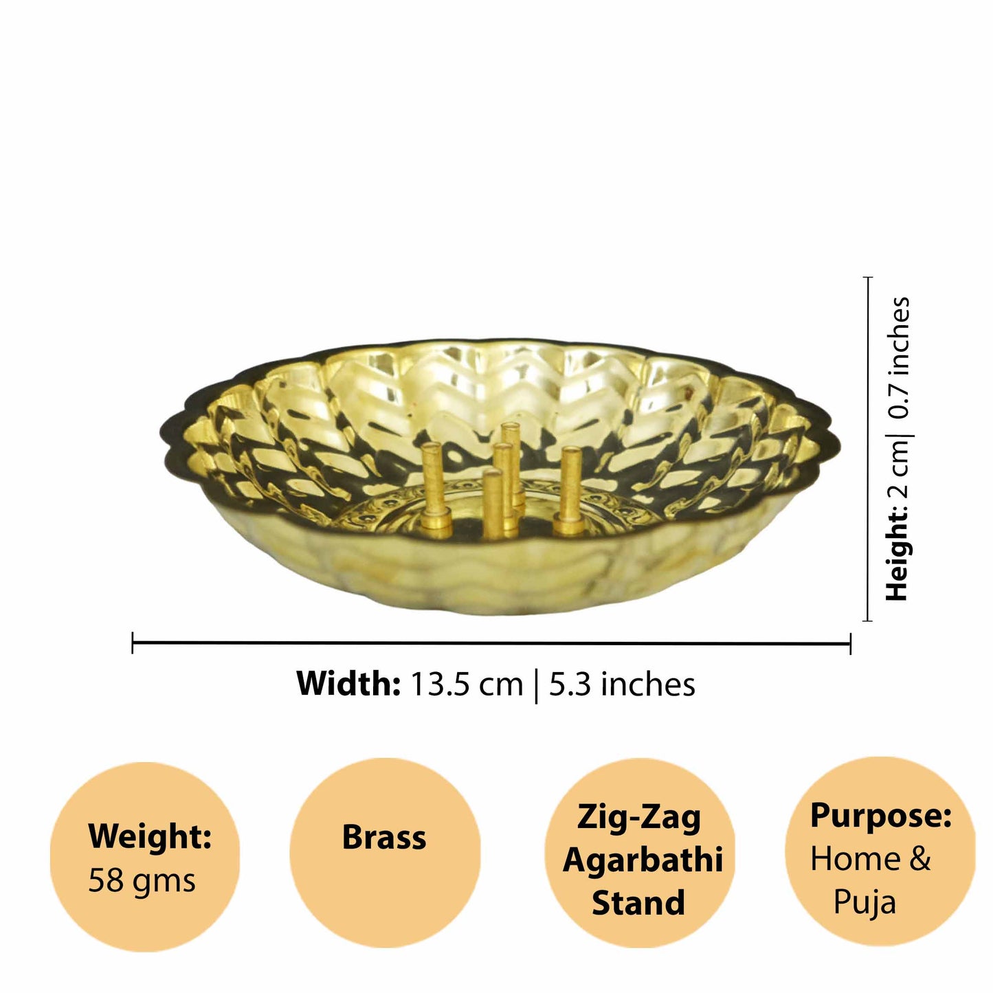 Brass ZigZag Agarbatti Large