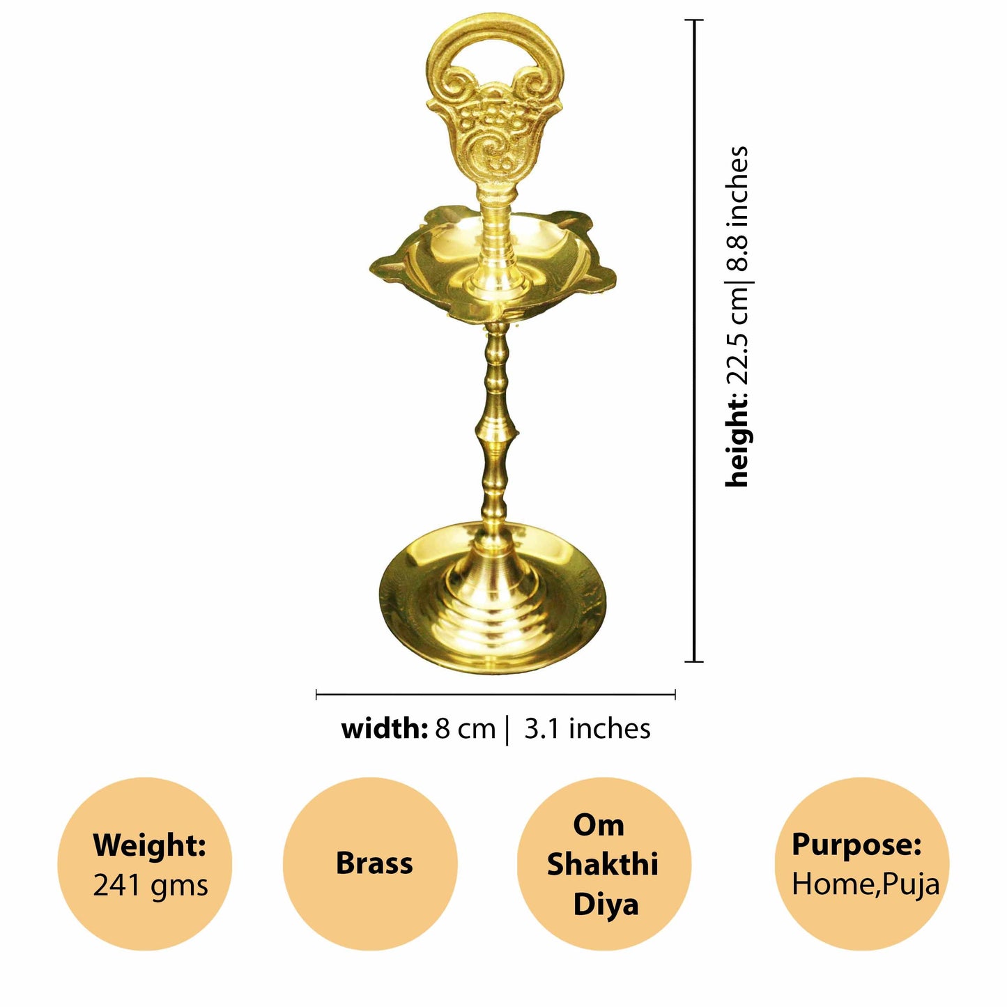 Brass OM Sakthi Kuthu Vilaku (Pital Aum Shakti Deepak)