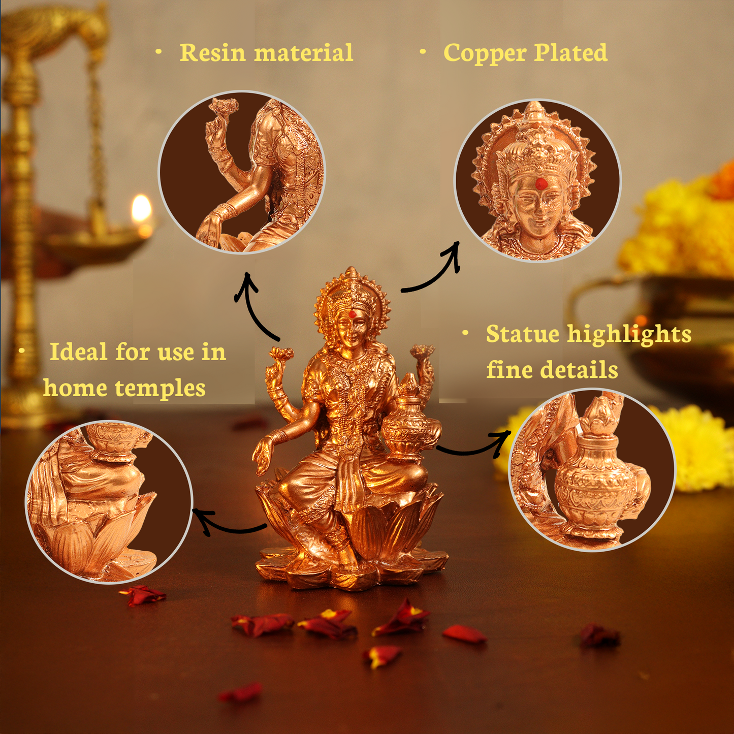 Copper Coated Lakshmi Statue