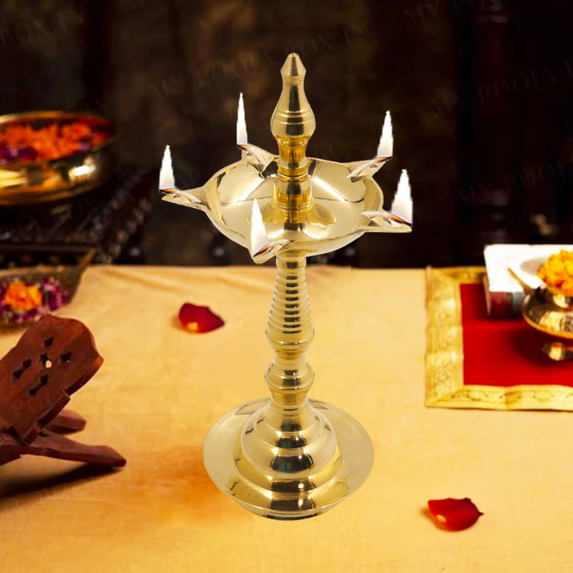 Brass Kerala Fancy Diya Size-9 (Pital Kerala Sundar Deepak)
