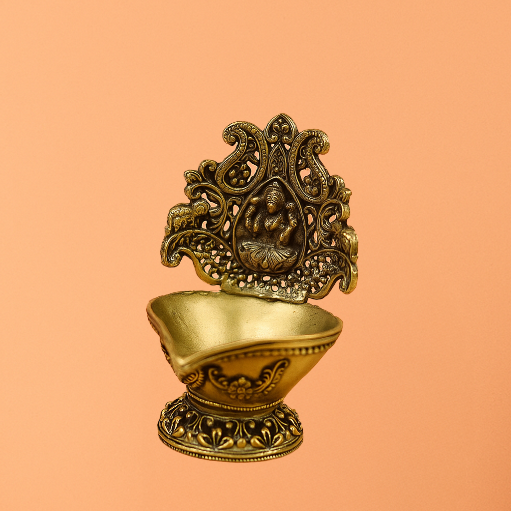 Brass Unique Gajalakshmi Diya (Pital Anokha Gaj Laxmi Deepak)
