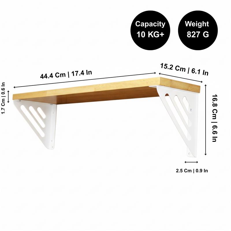 Wooden Pooja Shelf-Lines Brackets White (Lakdi Puja Shelf Safed)