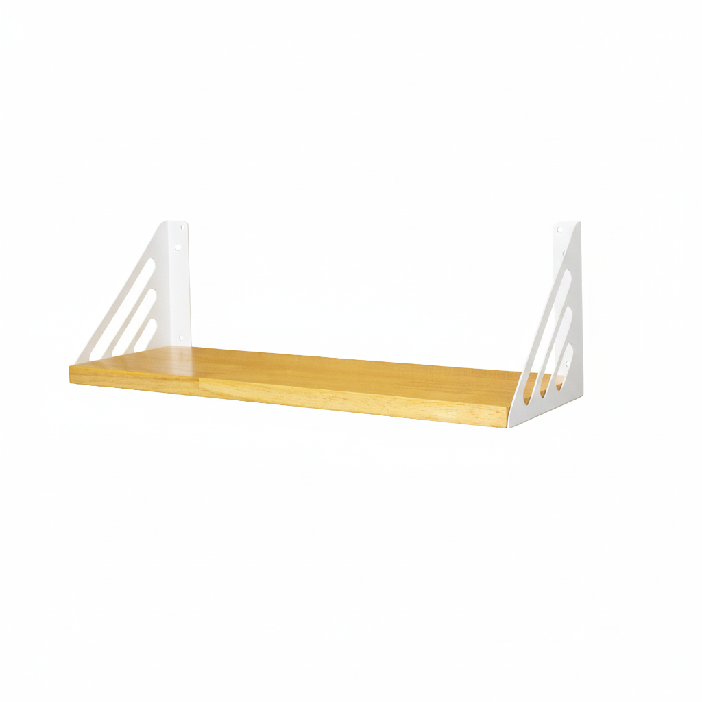 Wooden Pooja Shelf-Lines Brackets White (Lakdi Puja Shelf Safed)