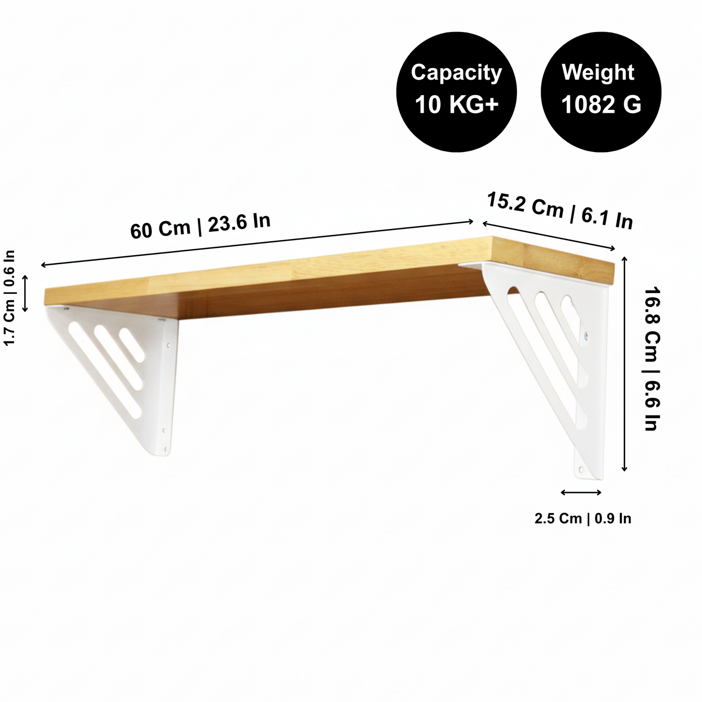 Wooden Pooja Shelf-Lines Brackets White (Lakdi Puja Shelf Safed)