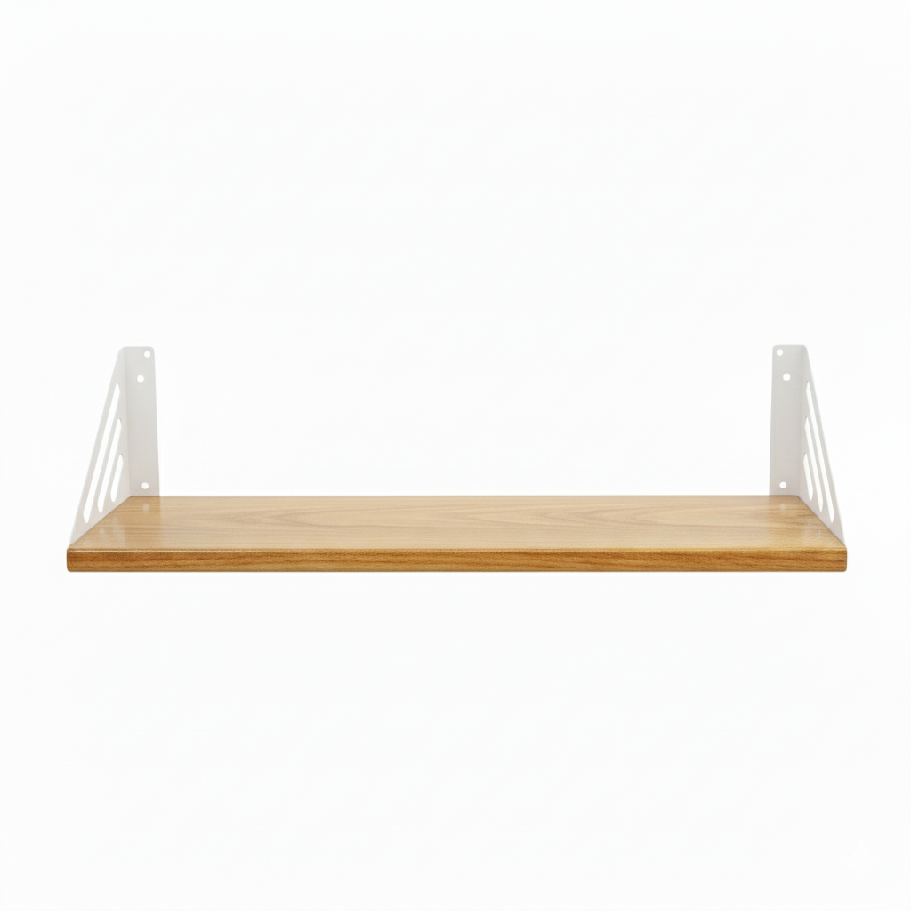 Wooden Pooja Shelf-Lines Brackets White (Lakdi Puja Shelf Safed)