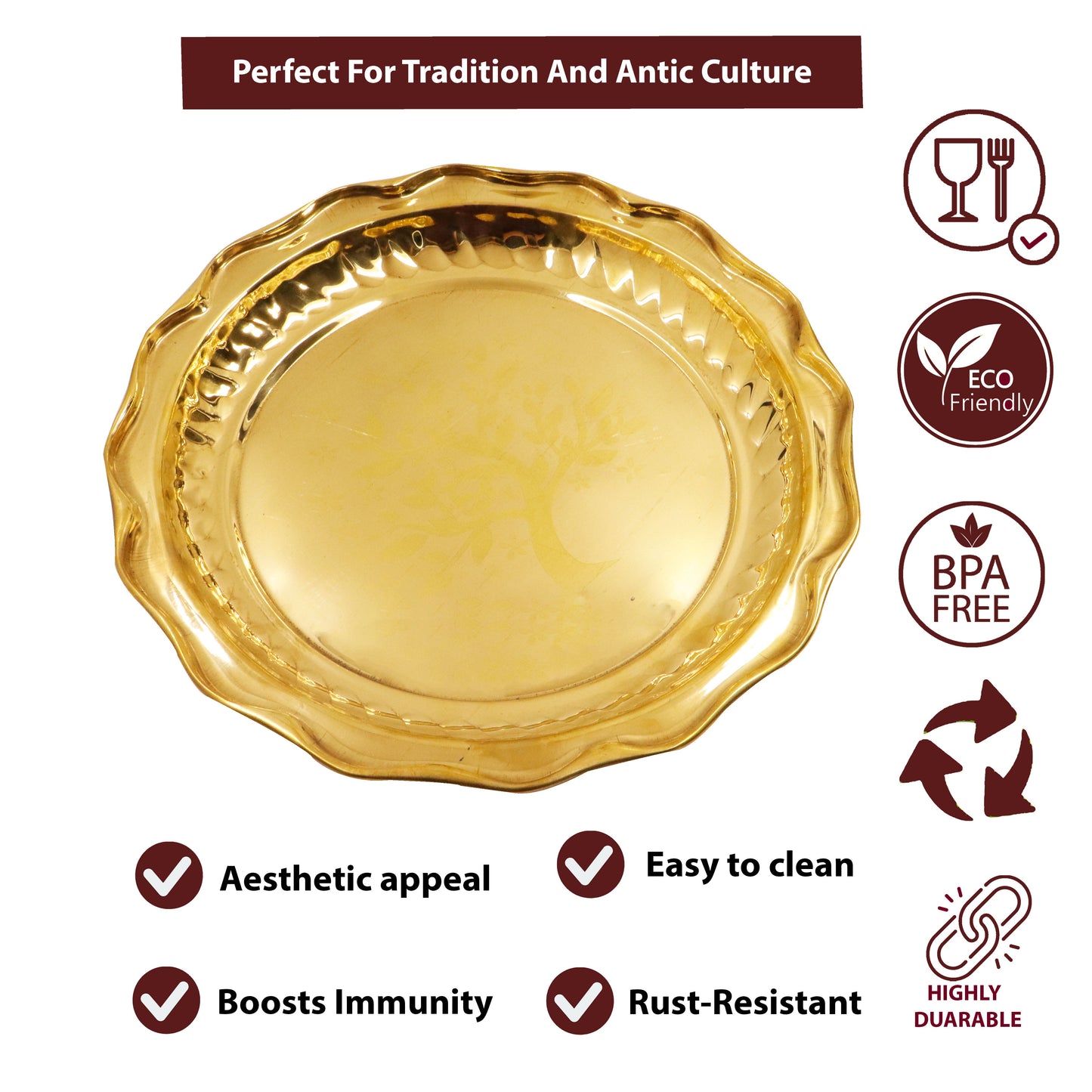 Brass Round Tray-Tree (Pital Vriksh Design Plate)