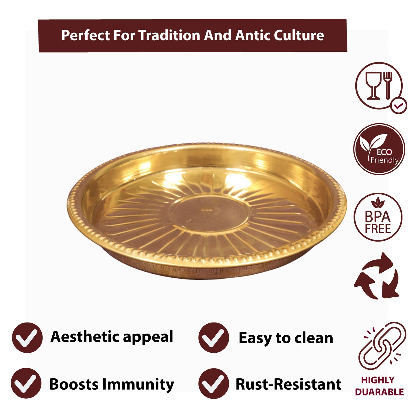 Brass Kumcha Thali (Pital Traditional Design Plate)