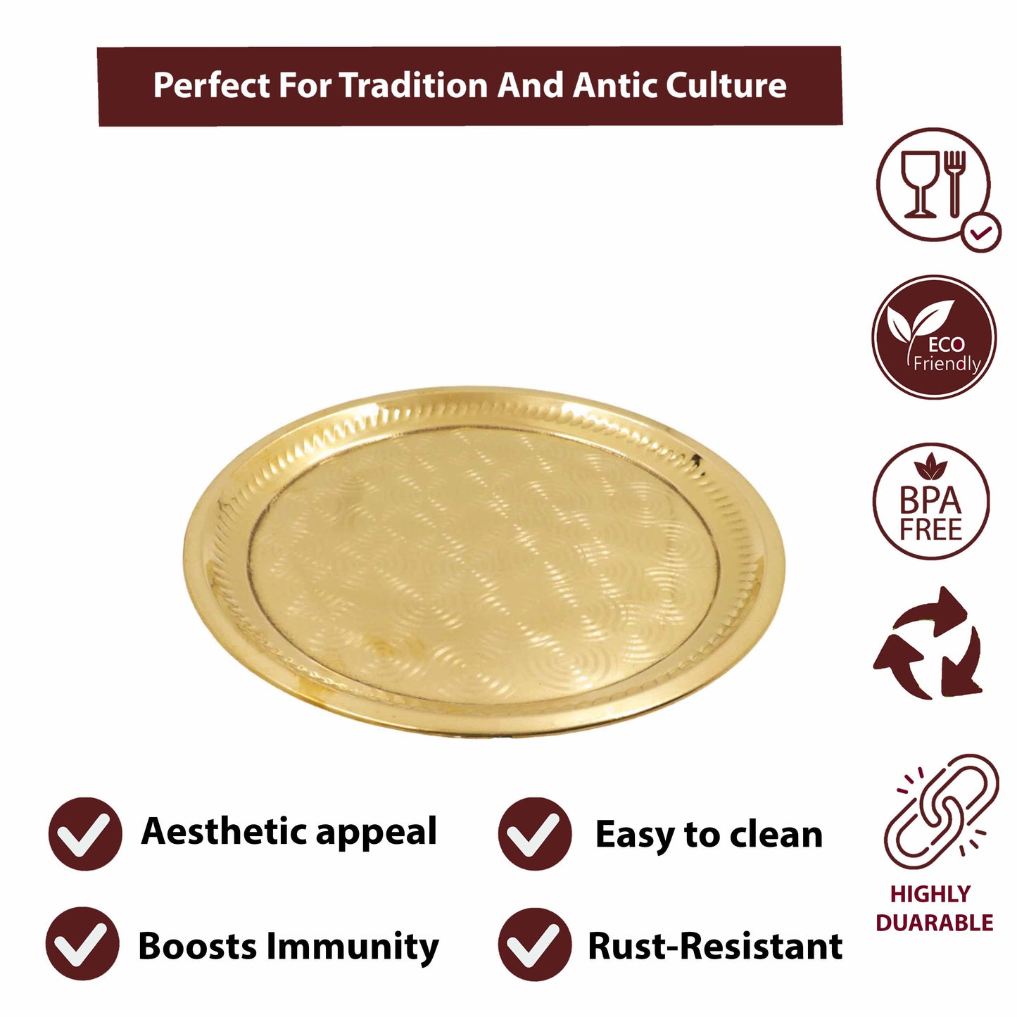 Brass Ring Thali Size-12 (Pital Gol Thali / Chakra Plate)