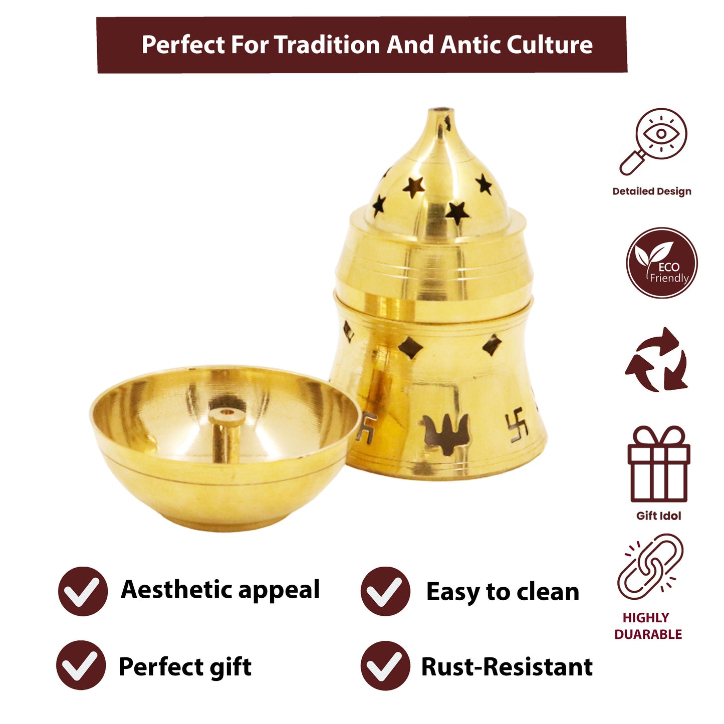 Brass Karpoor Lamp Size-2 (Pital Kapoor Deepak / Camphor Lamp)