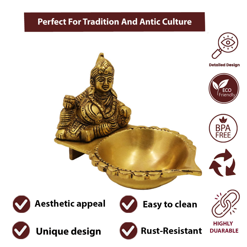 Kubera Lamp Weight-0.795 (Pital Dhan Devta Deepak / Wealth God Lamp)