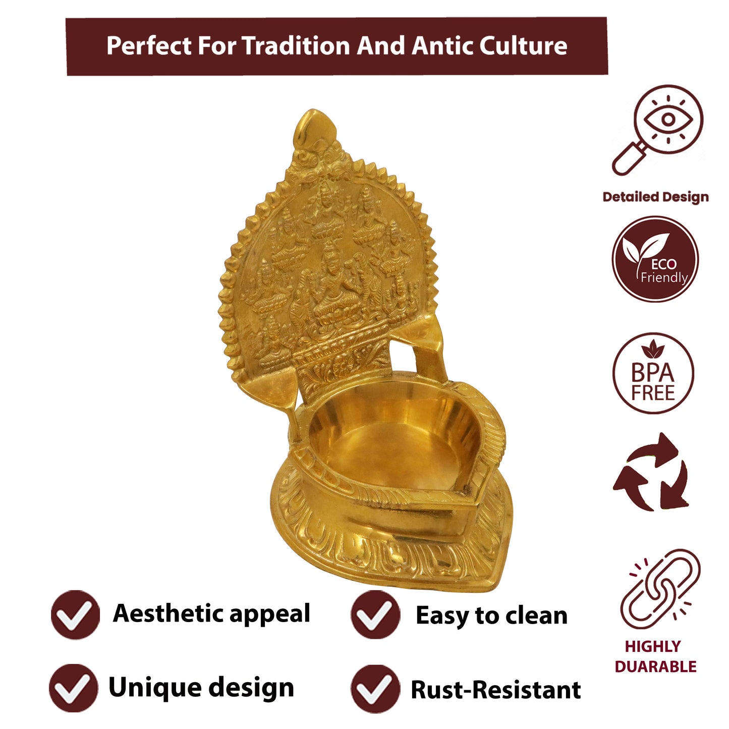 Brass Astalakshmi Lamp (Pital Ashta Laxmi Deepak)