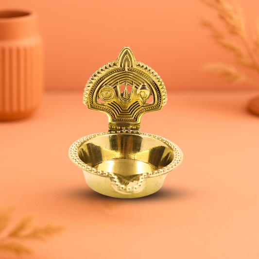 Brass Shanku Chakra Deepam Without Stand (Pital Conch Chakra Deepak)