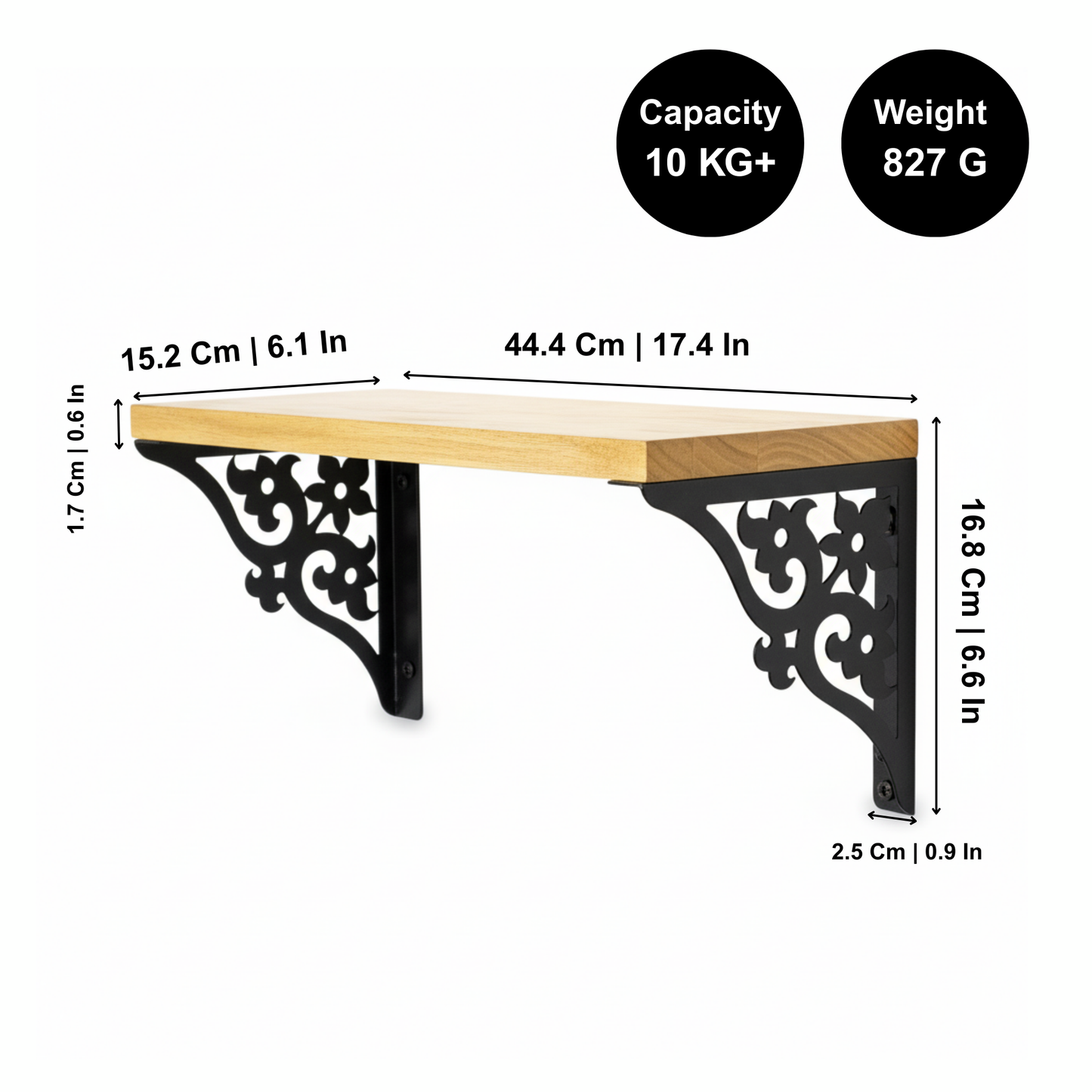 Wooden Pooja Shelf - Triple Floral (Lakdi Puja Shelf Teen Phool)