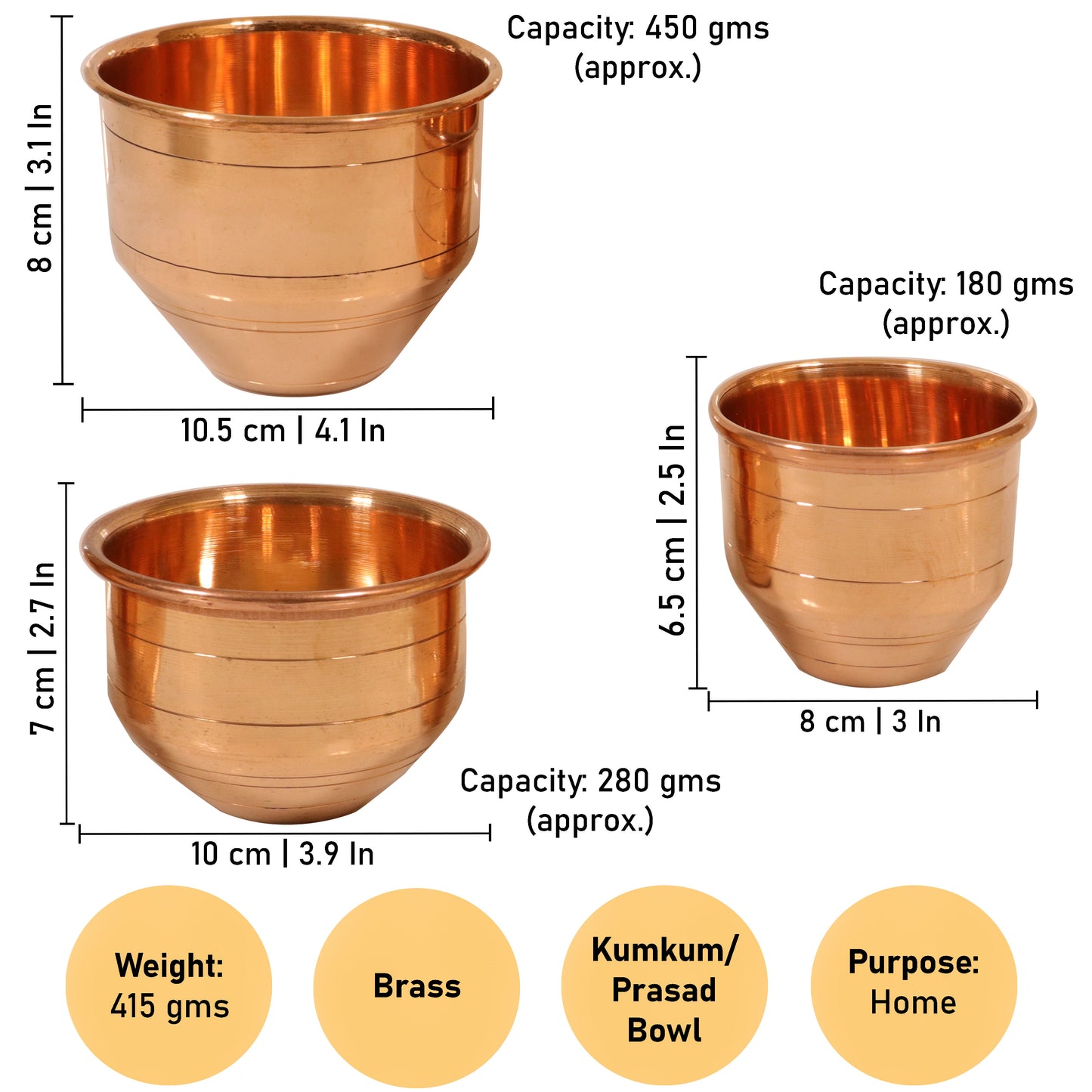Copper Marakka set of 3