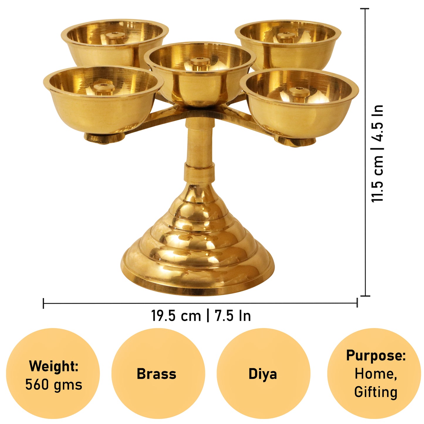Pancha Pyali (Pancha Diya) (Pital Panch Katori Deepak)
