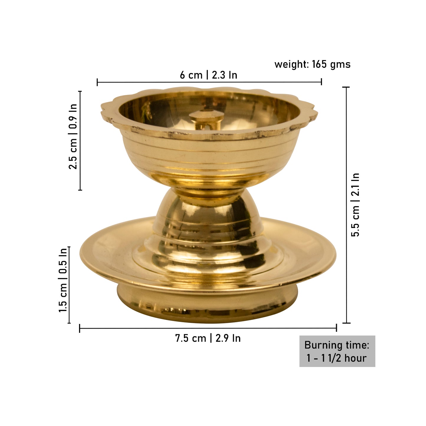 Brass Udupi Nandha Without Stand (Pital Udupi Nanda Bina Stand)