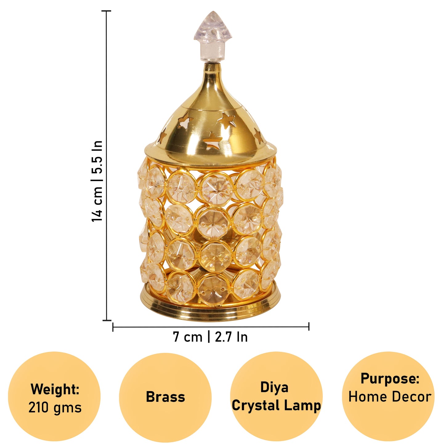 Brass Himalayan Crystal Deep (Piller No,2) (Pital Himalay Sphatik Deepak)