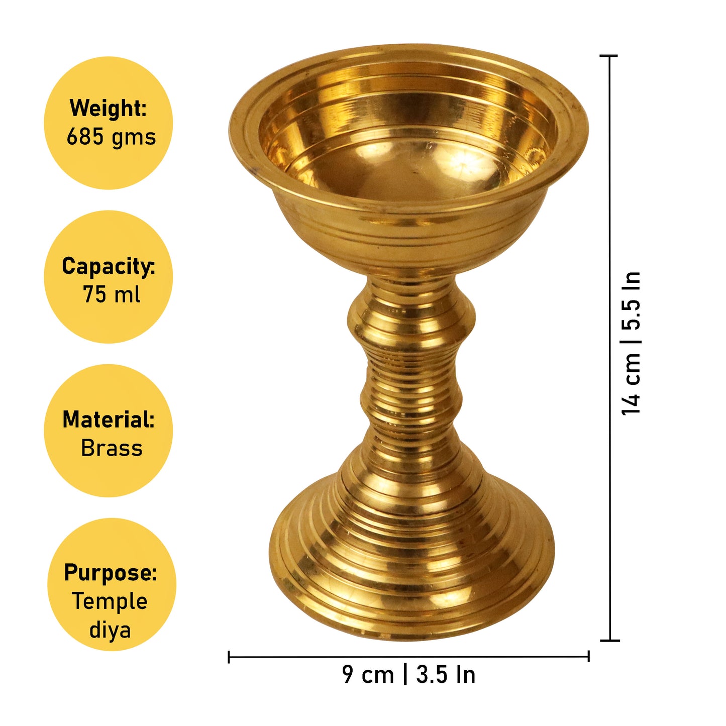 Brass Kalanjiam with Wick Holder (Pital Kalanjiyam Batti Stand)