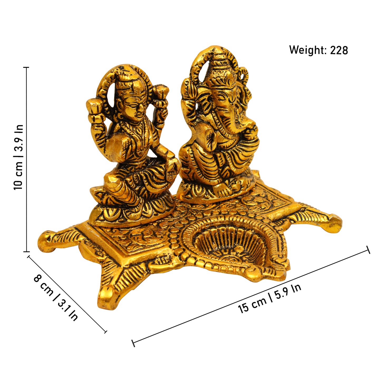 Oxidised Lakshmi Ganesh Diya (Pital Laxmi Vinayak Deepak)