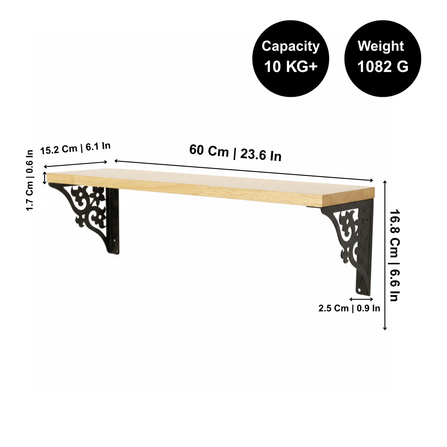 Wooden Pooja Shelf - Triple Floral (Lakdi Puja Shelf Teen Phool)