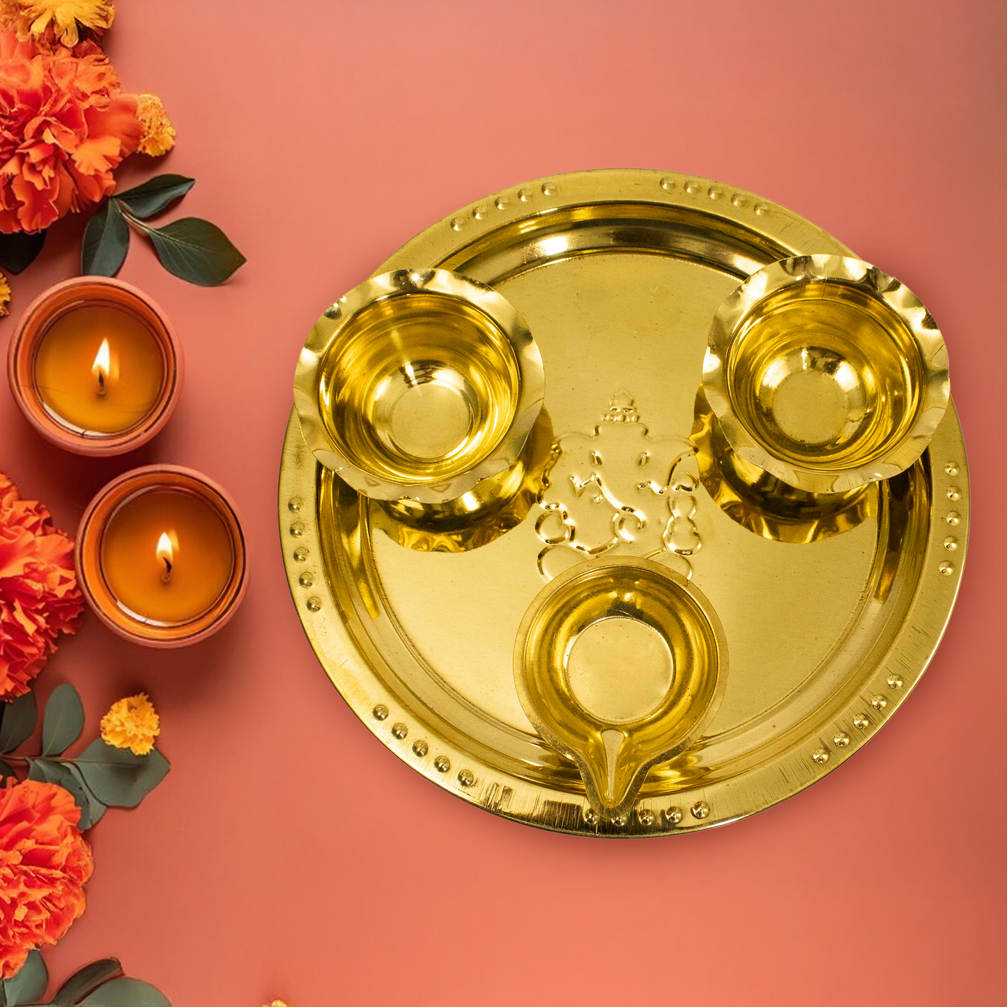 Brass Aarti Plate (Pital Aarti Thali / Puja Plate)