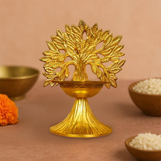 Brass Kalp Tree Diya (Karpagavircha Diya) (Pital Kalpa Vriksh Deepak)