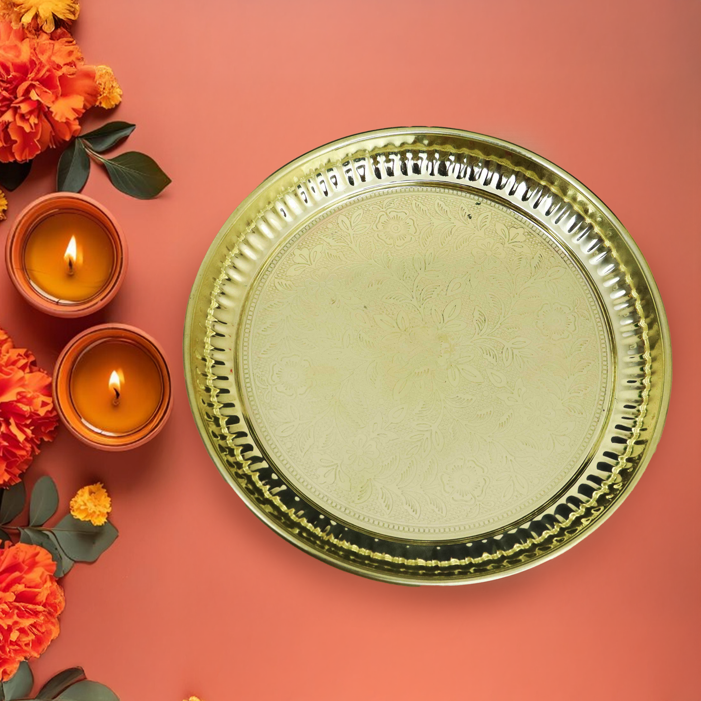 Brass Halwa Plate Size-8 (Pital Mithai Thali Chota)