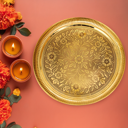 Brass Halwa Plate Size-12 (Pital Mithai Thali / Sweet Plate)