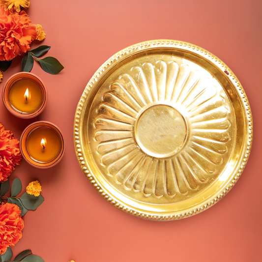 Brass Kumcha Thali (Pital Traditional Design Plate)
