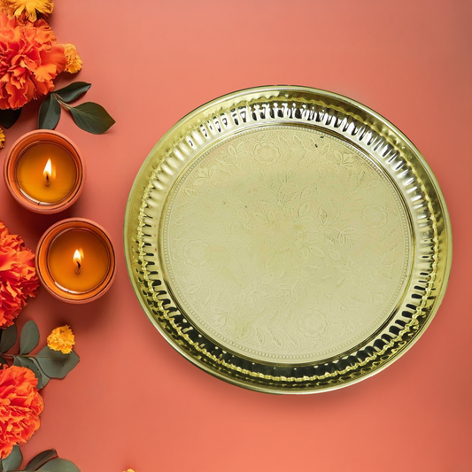 Brass Halwa Plate Size-8 (Pital Mithai Thali Chota)