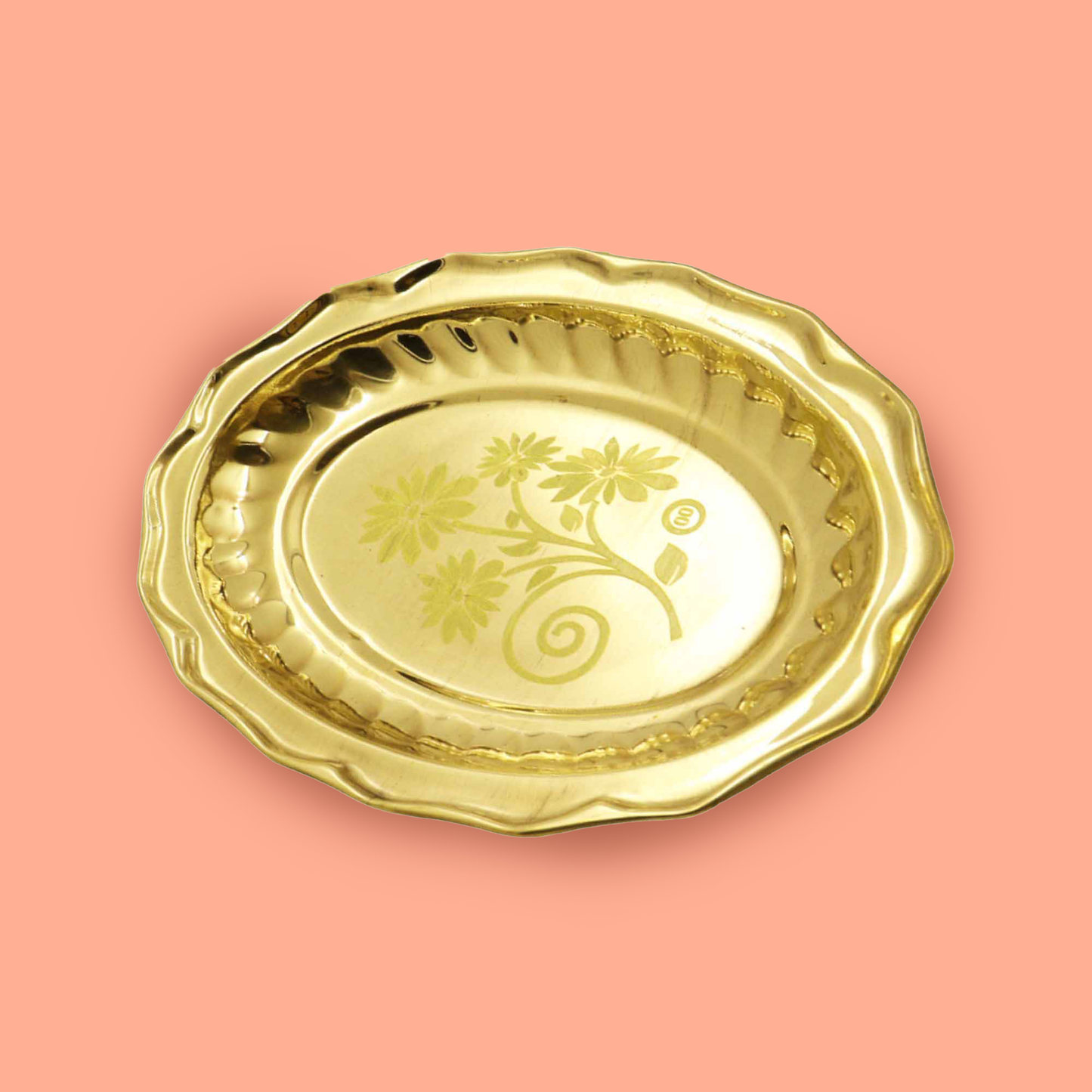 Brass Vijay Oval Tree Plate (Laser Thambalam Plate) (Pital Jeet Vriksh Thali)