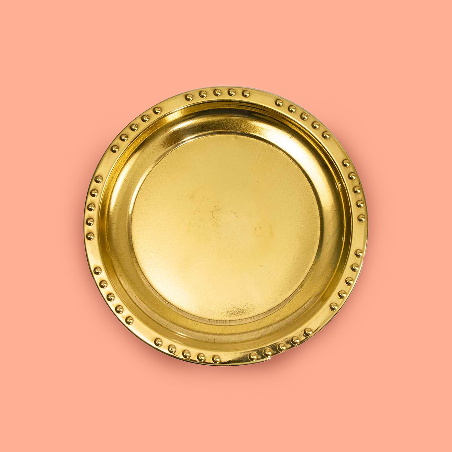 Brass Plain Dotted Thali (Pital Bindiya Design Plate)