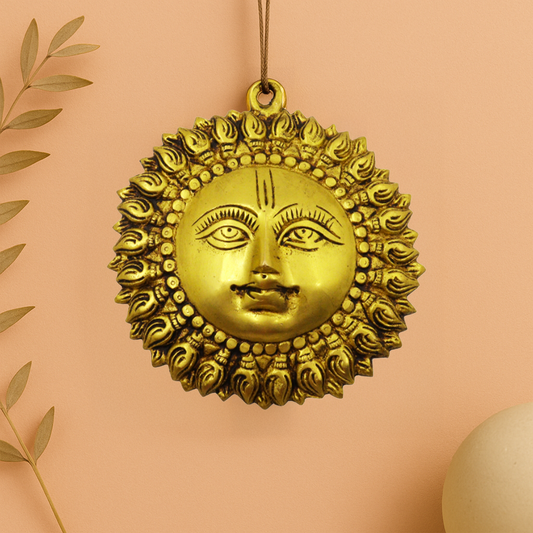 Brass Sun Face Wall Hanging (Pital Surya Mukh / Suriyan Wall Decor)