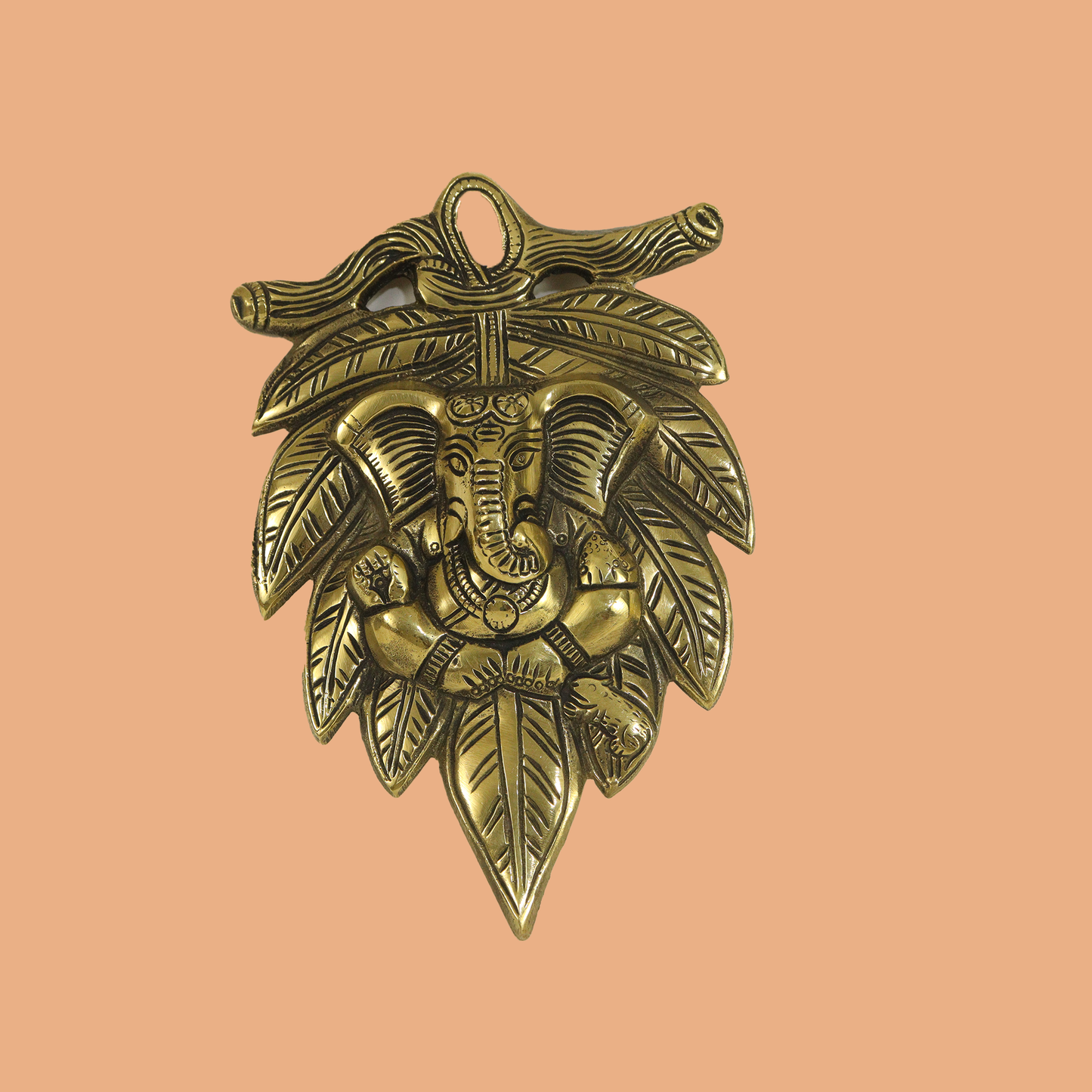 Brass Wall Hanging Ganesh Leaf