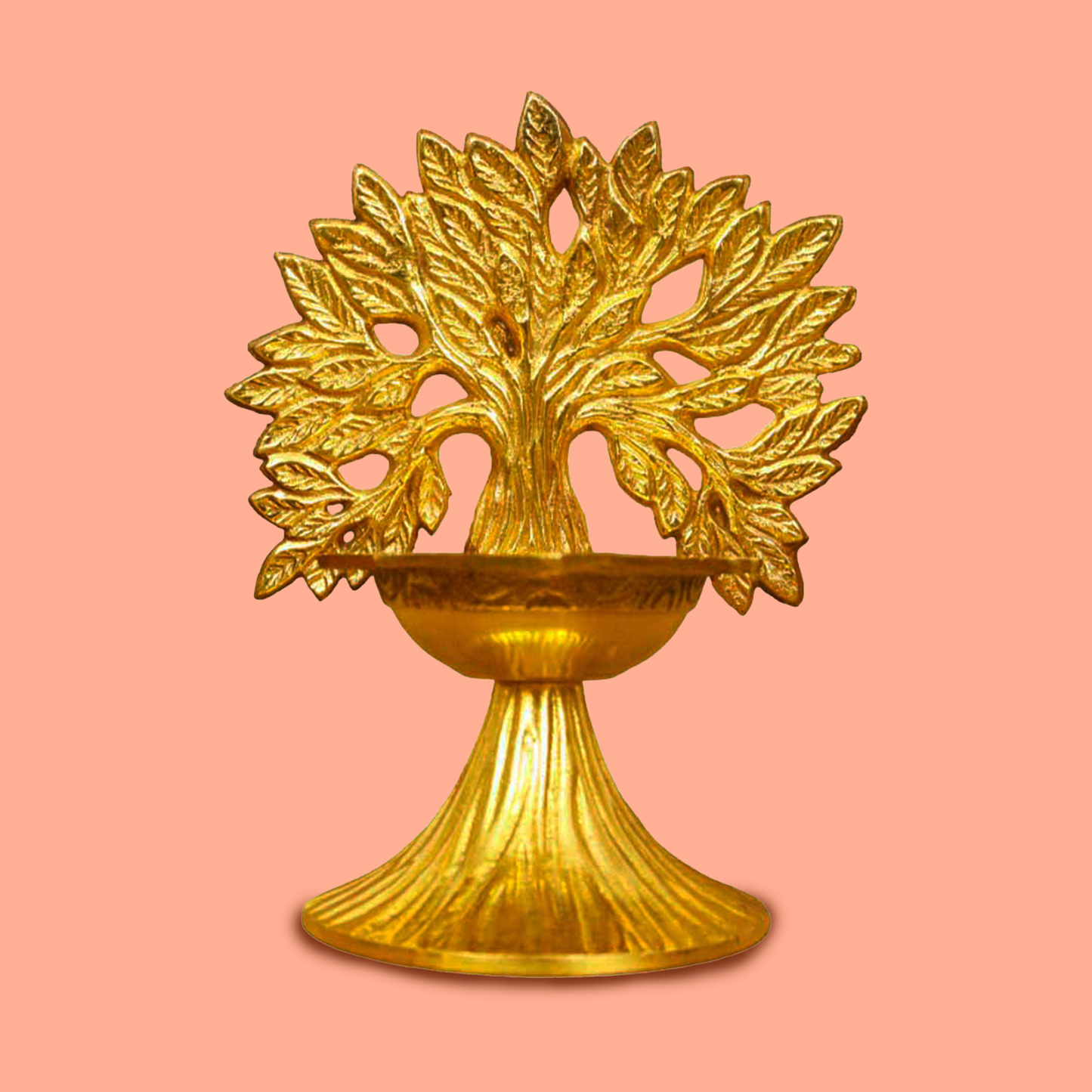 Brass Kalp Tree Diya (Karpagavircha Diya) (Pital Kalpa Vriksh Deepak)